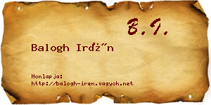 Balogh Irén névjegykártya